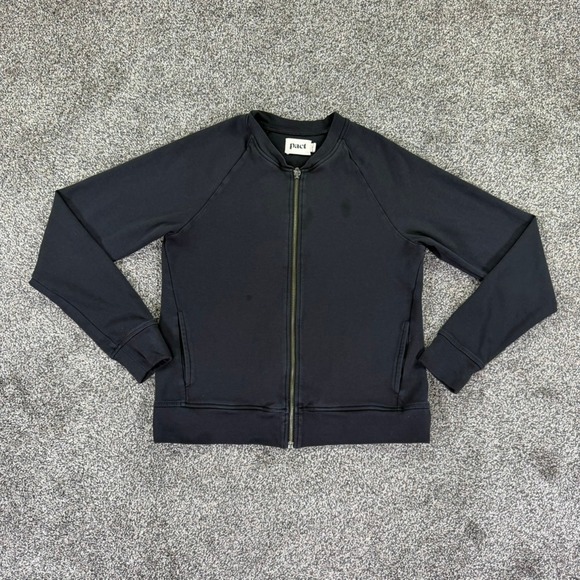 Pact Jackets & Blazers - Pact Organic Cotton Full Zip Bomber Jacket Black Raglan Sleeve Women Medium READ